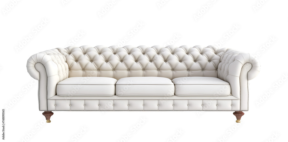 Luxury white leather chesterfield sofa with detailed button upholstery isolated on transparent background. Classic chesterfield couch in white, elegance with a modern twist. Interior design element Luxury white leather chesterfield sofa with detailed button upholstery isolated on transparent background. Classic chesterfield couch in white, elegance with a modern twist. Interior design element