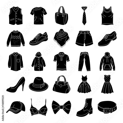 Fashion silhouette element set