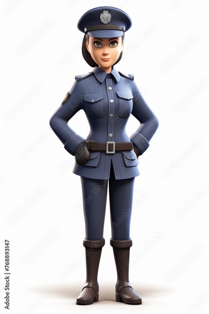 3D illustration of a policewoman 3D illustration of a policewoman