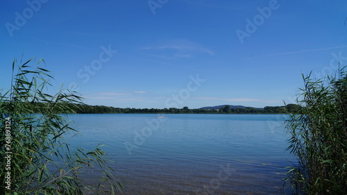 The lake in the middle of the forest in Borken in summer in Hessian Germany
