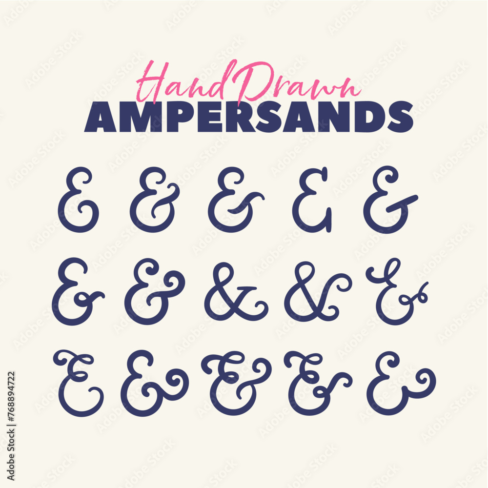 Fototapeta premium Ampersand vector illustration set