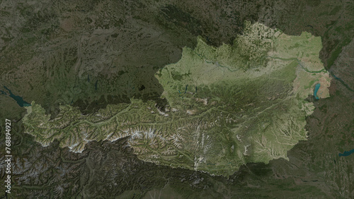 Austria highlighted. High-res satellite map