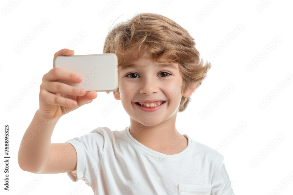 Portrait of cute little kid taking selfie posing with smile and attractive focus look, isolated on transparent png background. Portrait of cute little kid taking selfie posing with smile and attractive focus look, isolated on transparent png background.