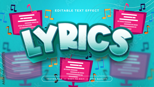 Green pink and purple violet lyrics 3d editable text effect - font style