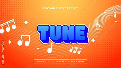 Orange blue and white tune 3d editable text effect - font style