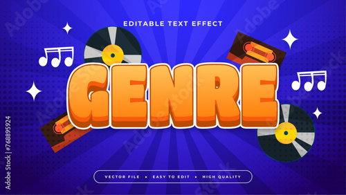 Orange black and blue genre 3d editable text effect - font style