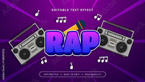 Purple violet and gray grey rap 3d editable text effect - font style