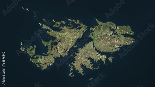 Foto Falkland Islands highlighted. High-res satellite map