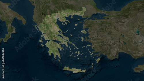 Greece highlighted. High-res satellite map