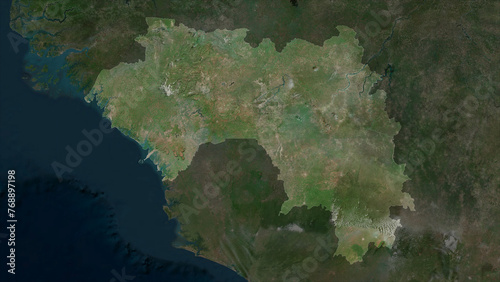 Guinea highlighted. High-res satellite map © zelwanka