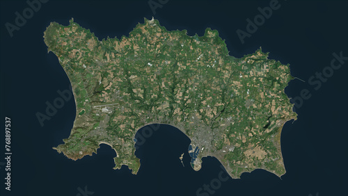Jersey highlighted. High-res satellite map