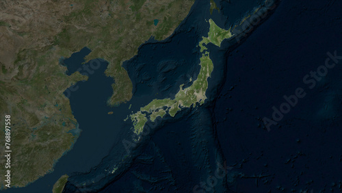 Canvas Print Japan highlighted. High-res satellite map