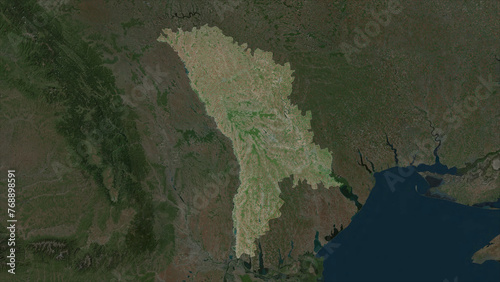 Moldova highlighted. High-res satellite map photo