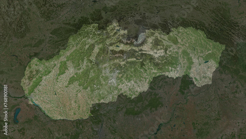 Photography Slovakia highlighted. High-res satellite map