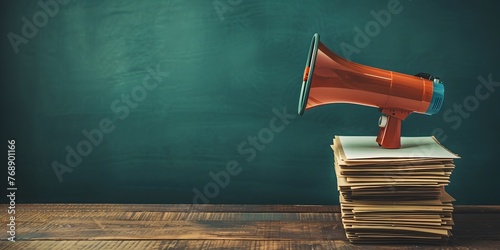 A Megaphone Amplifying a Voting Ballot Advocating for Civic Engagement and Action in the Democratic Process