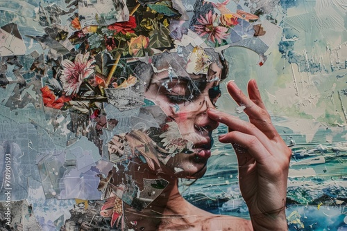 Visual Symphony of Emotion: Mixed Media Portrait photo