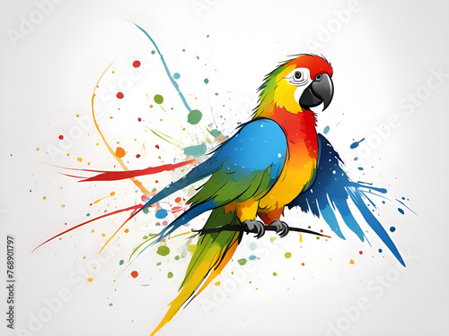 The pattern of a colorful parrot flapping its wings to fly