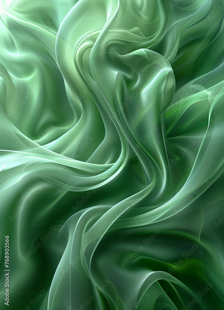 Obraz premium Soft Green Gradient with Blurred Waves: Professional Abstract Background Generative AI