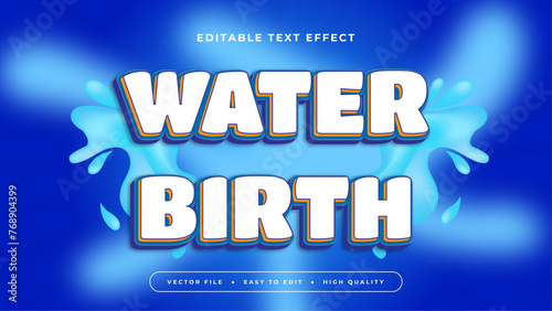Blue and white water birth 3d editable text effect - font style