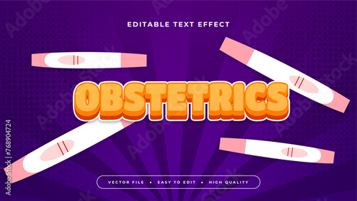 Purple violet orange and white obstetrics 3d editable text effect - font style