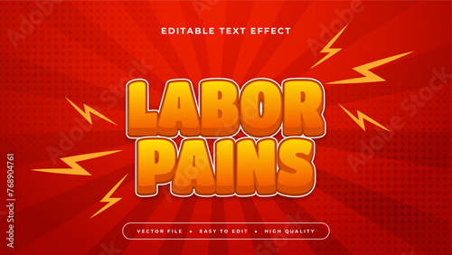 Orange and red labor pains 3d editable text effect - font style