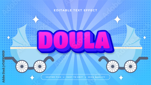 Blue white and purple violet doula 3d editable text effect - font style