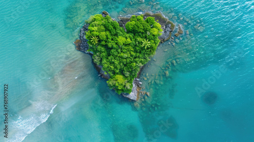 heart shape island in the water