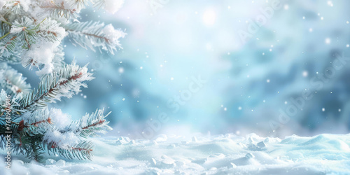 Snow background, with snowflakes falling on the ground,Winter christmas snow background with snowdrifts, banner