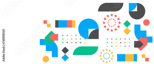 Colorful vector abstract memphis style simple minimalist banners. For web design, business presentation, website header, invitation background