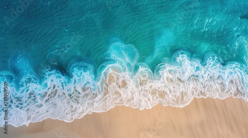 Coast as a background from top view. Turquoise water background from top view. Summer seascape from air. Travel - image © millenius