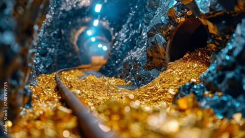 A gold mine with little effort yielding large rewards, representing smart investments.