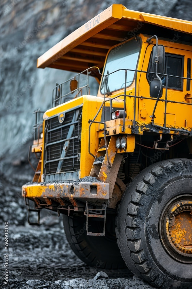 Large yellow anthracite mining truck in open pit coal mine industry for efficient extraction Large yellow anthracite mining truck in open pit coal mine industry for efficient extraction