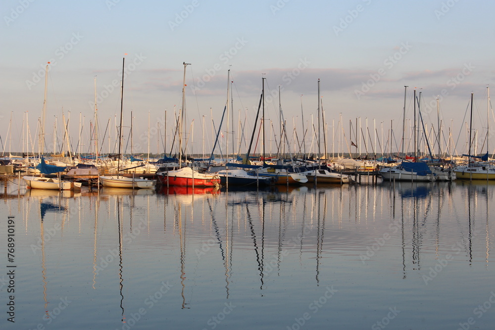 Evening Serenity: Sailboats Moored at Steinhudermeer