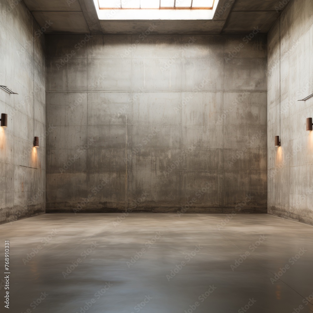 Large empty concrete room with skylight Large empty concrete room with skylight