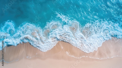 Coast as a background from top view. Turquoise water background from top view. Summer seascape from air. Travel - image