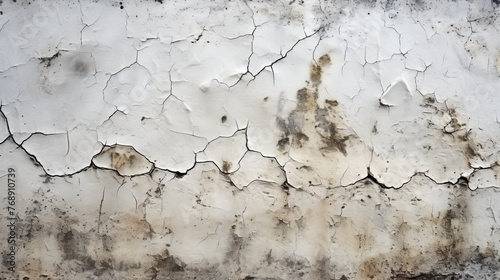 Cracked white concrete wall texture background photo