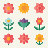 beautiful and modern vector flat flower collection