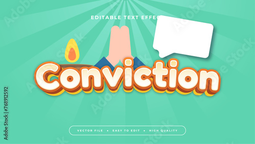 White green and orange conviction 3d editable text effect - font style