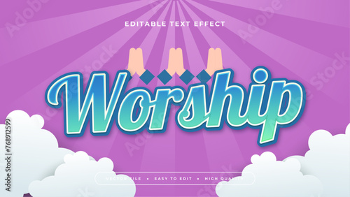 Blue white and purple violet worship 3d editable text effect - font style