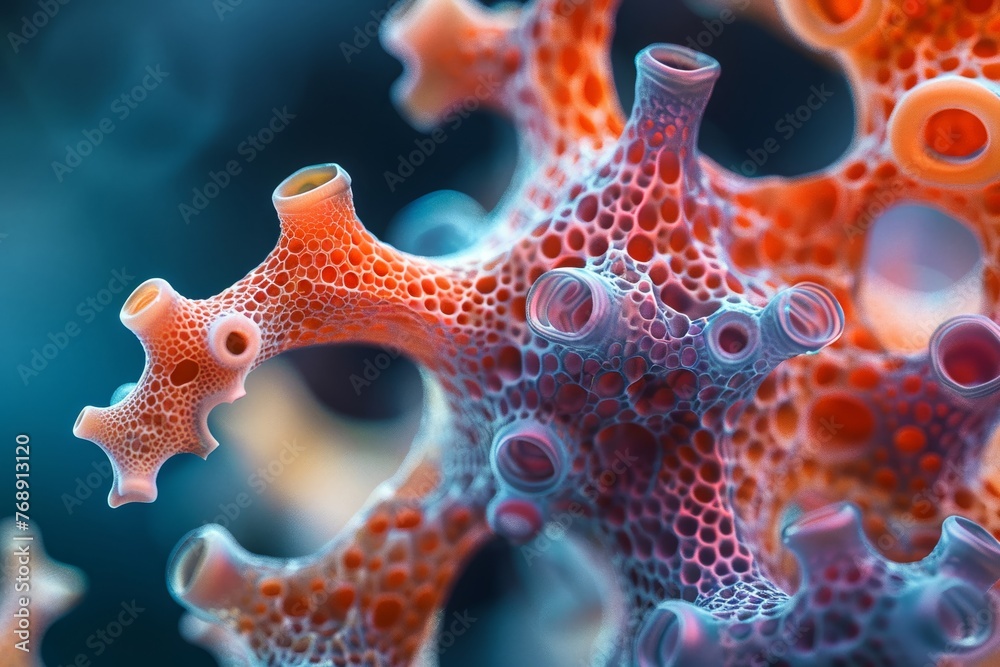 Macro photography of alveoli model, vivid colors, soft focus, natural lighting, educational Macro photography of alveoli model, vivid colors, soft focus, natural lighting, educational