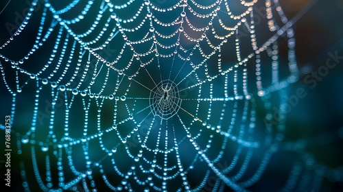 Close up dew drops on the spider web © phaloh
