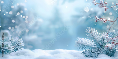 Snow background, with snowflakes falling on the ground,Winter christmas  snow background with snowdrifts, banner © Nice Seven