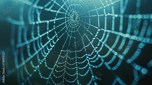 Close up dew drops on the spider web