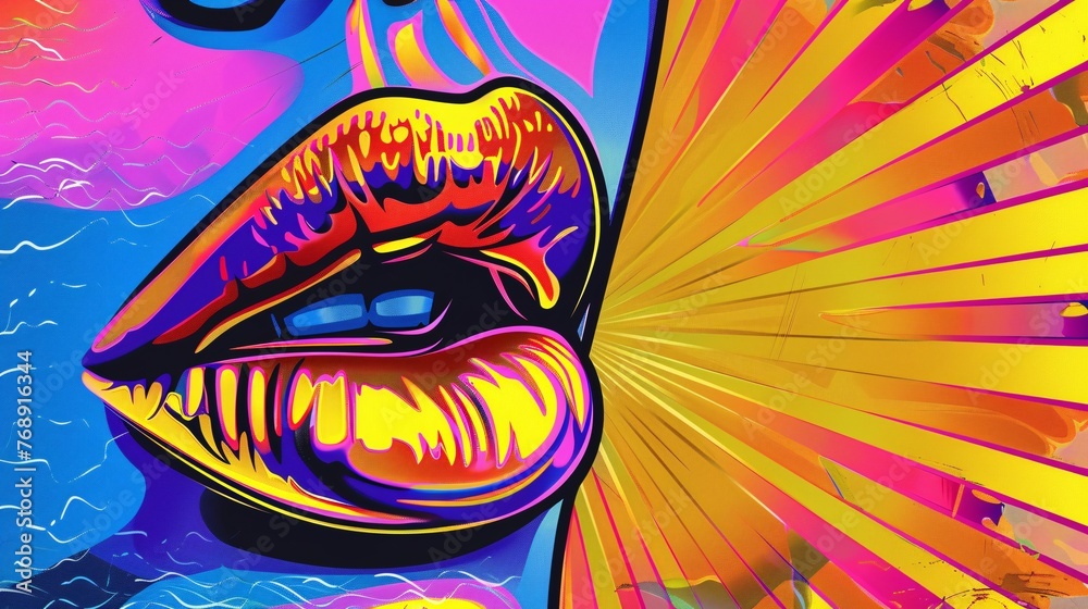 girl lips in pop art style