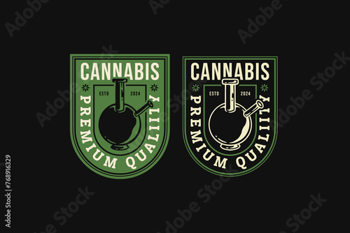 breaker bong glass badge logo graphic for cannabis and medical company business brand identity