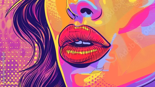 girl lips in pop art style