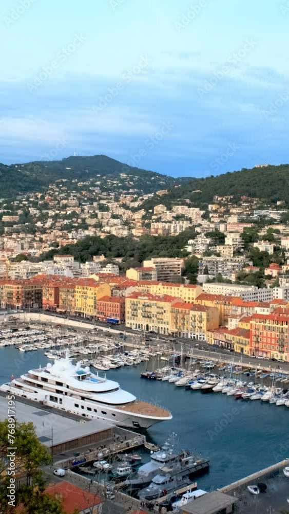 View of Old Port of Nice with luxury yacht boats, France, Villefranche-sur-Mer, Nice, Cote d'Azur, French Riviera View of Old Port of Nice with luxury yacht boats, France, Villefranche-sur-Mer, Nice, Cote d'Azur, French Riviera
