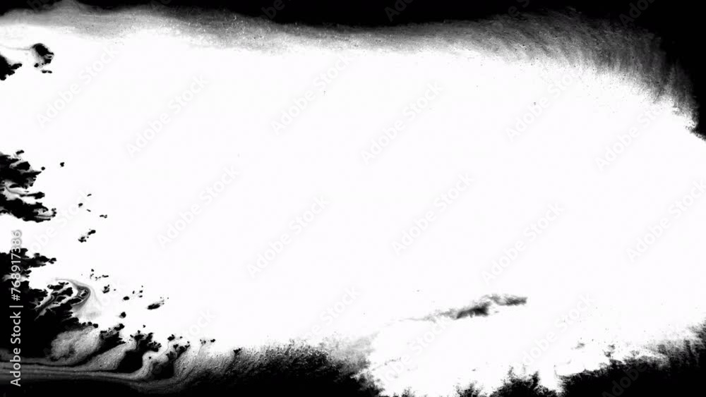 Black ink artistic flow splatter spots spills white paper beautiful reveal dripping streaks spread fluid ink alpha matte isolated watercolor ink drops transition