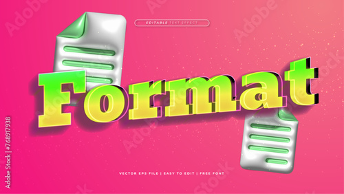 Green yellow and pink format 3d editable text effect - font style