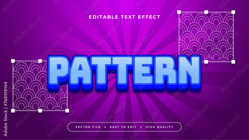 Blue white and purple violet pattern 3d editable text effect - font style